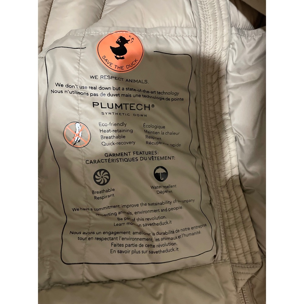 Save The Duck Womens Ultra Light Puffer Jacket Tan Beige Plumtech Size S Small - Picture 5 of 9